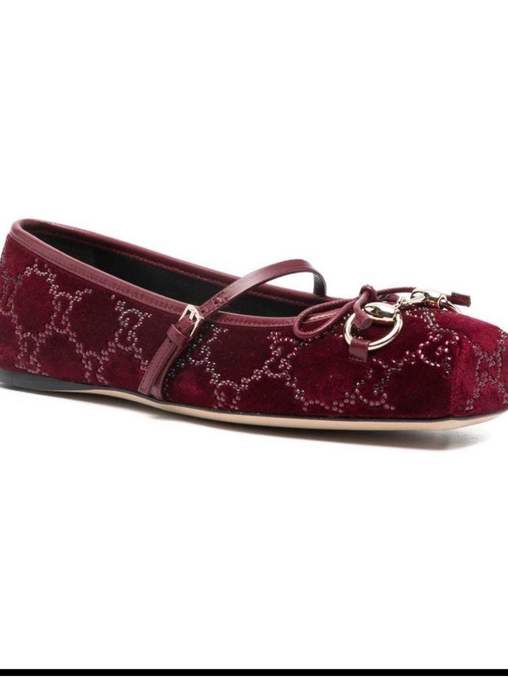 Gucci Embellished Horsebit Ballet Flats In Burgundy